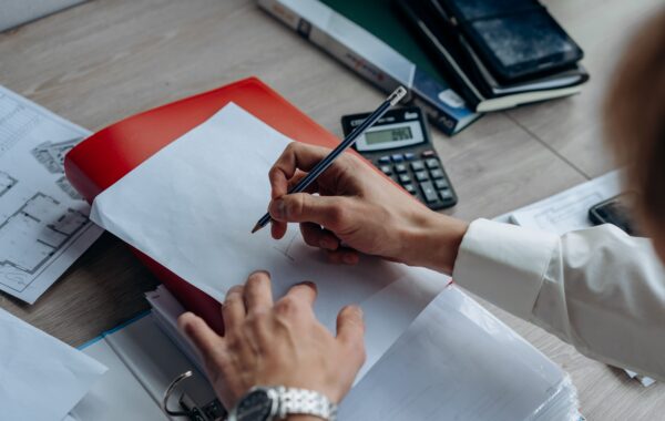 Person at a desk business planning