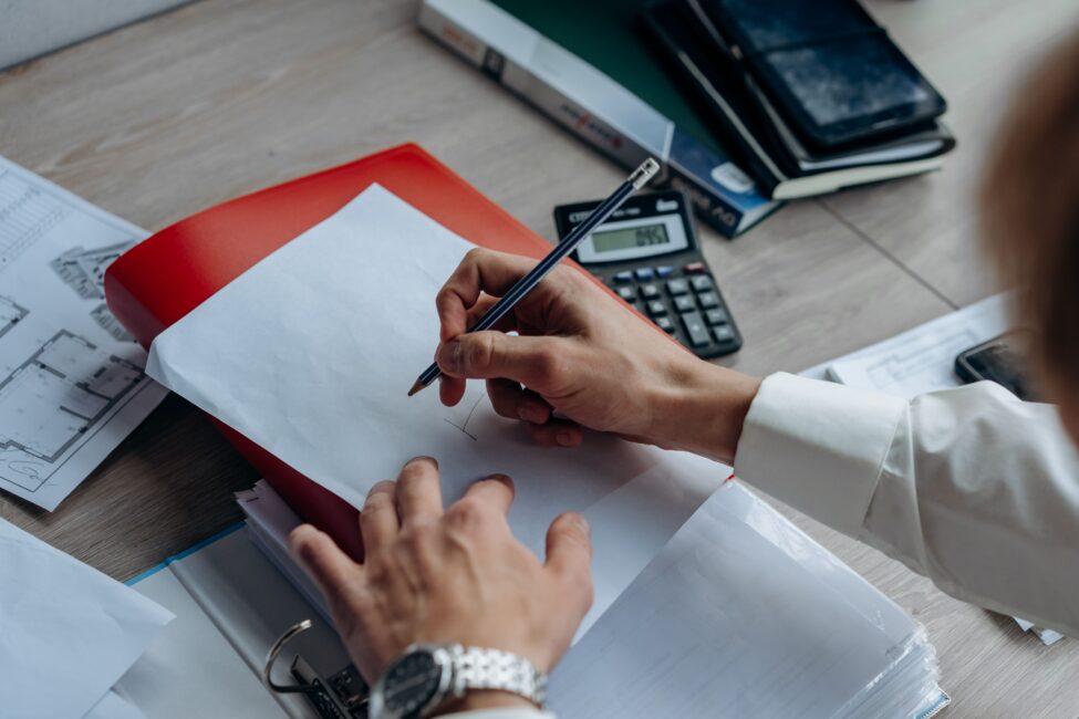 Person at a desk business planning